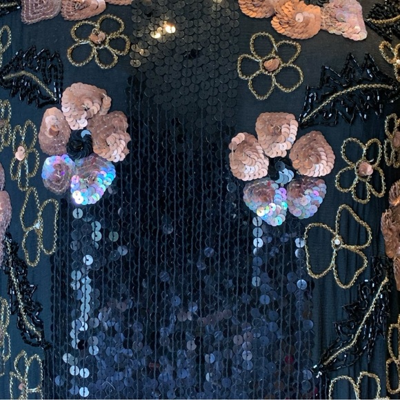 Vintage Beaded Sequin Silk Dress Size Large - Picture 14 of 16